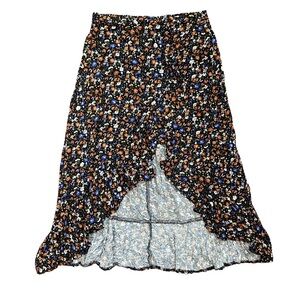 Olivia Grey High-Low Floral Midi Skirt - Size M